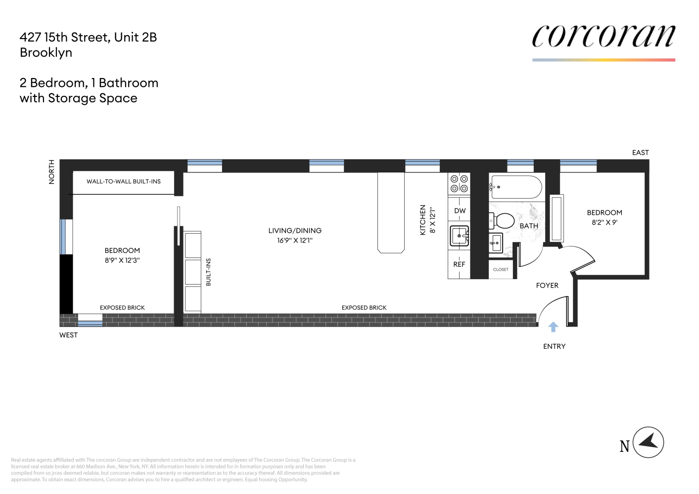 Floorplan for 427 15th Street, 2B