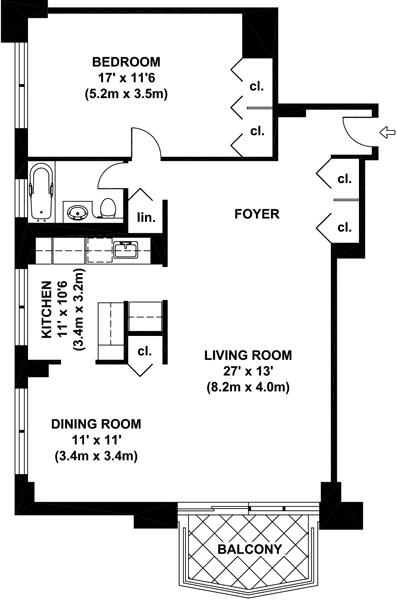 Floorplan for 345 East 80th Street, 26-F