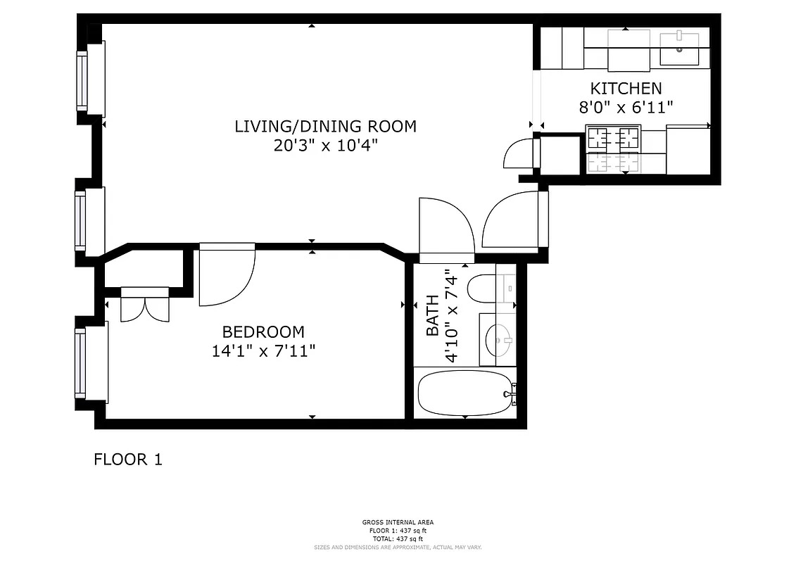 Floorplan for 335 East 54th Street, 2F