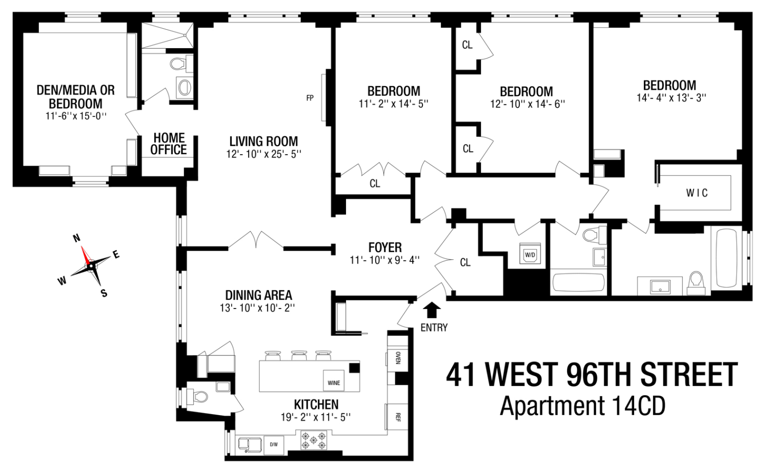 Floorplan for 41 West 96th Street, 14CD
