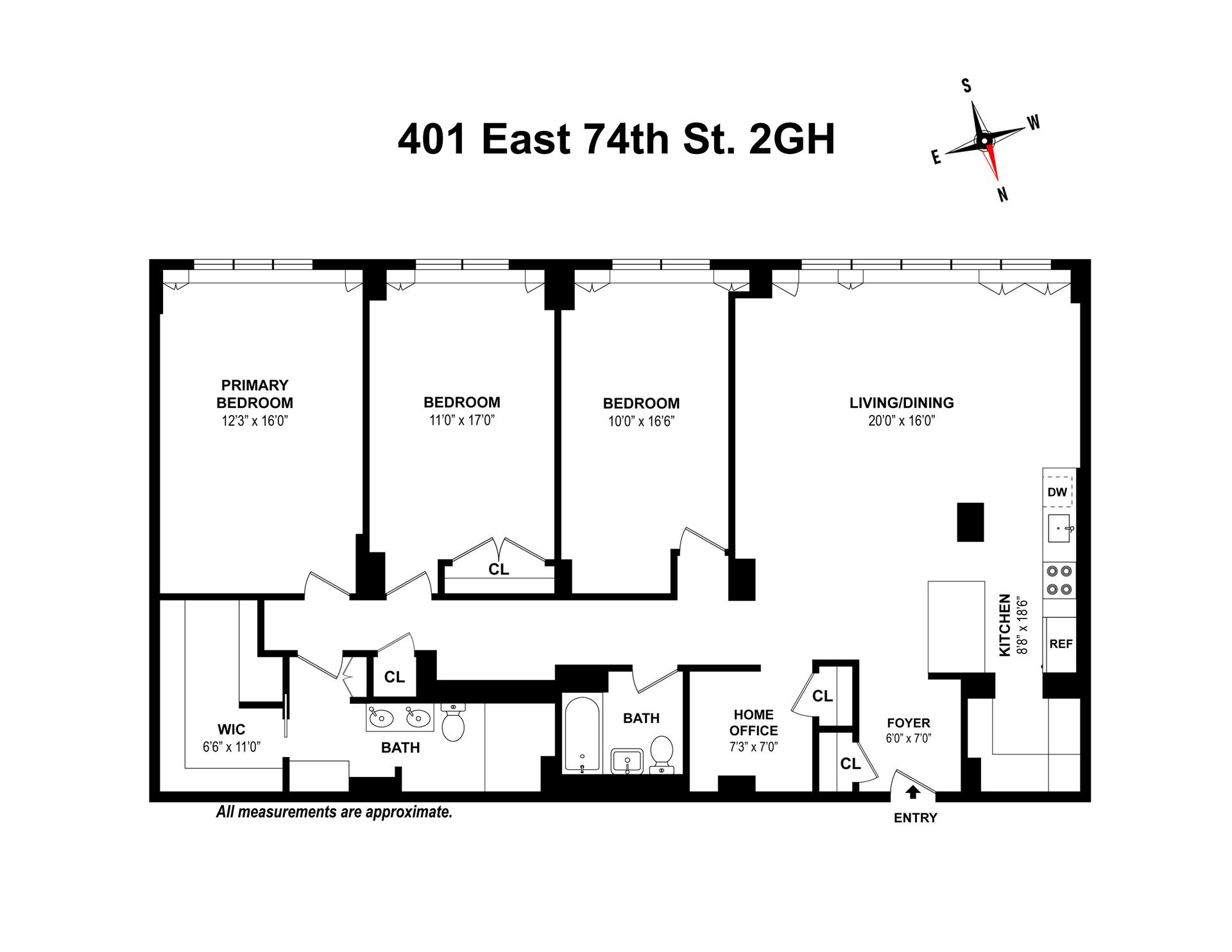 Floorplan for 401 East 74th Street, 2GH