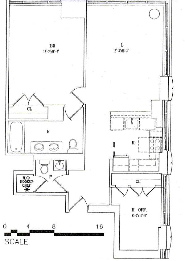 Floorplan for 310 West 52nd Street, 36J