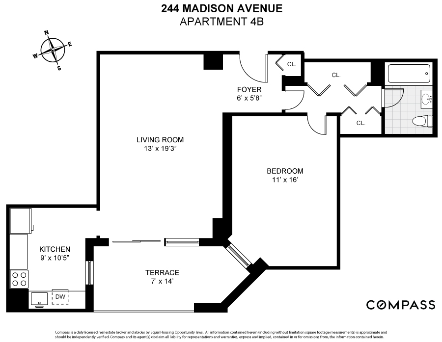 Floorplan for 244 Madison Avenue, 4B