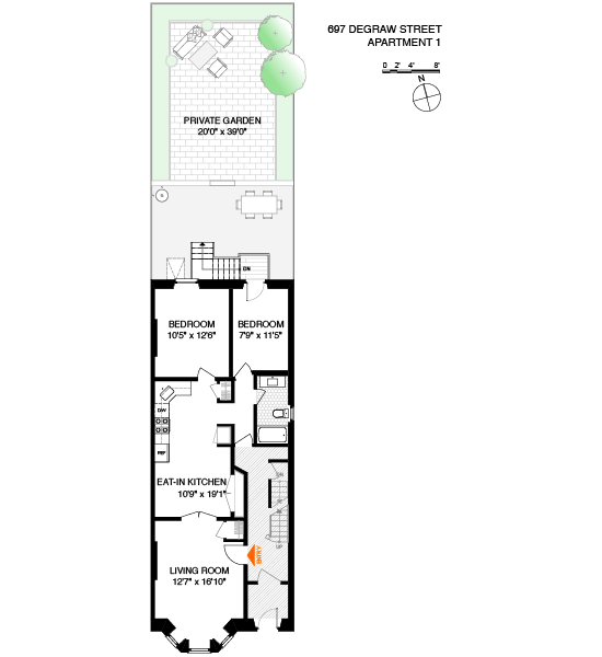 Floorplan for 697 Degraw Street, 1