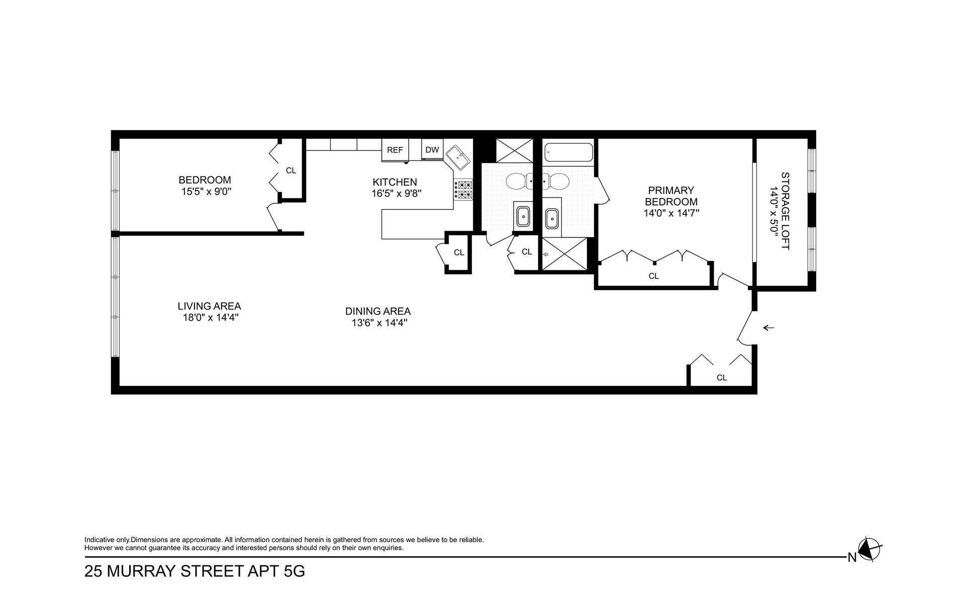 Floorplan for 25 Murray Street, 5G