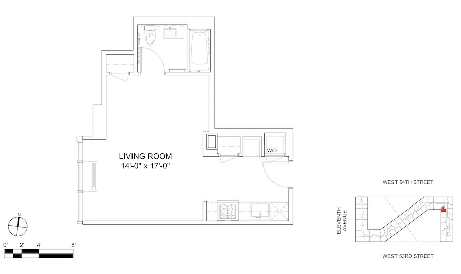 Floorplan for 550 West 54th Street, 1010