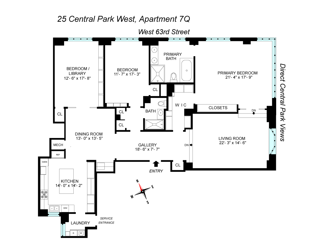 Floorplan for 25 Central Park, 7Q
