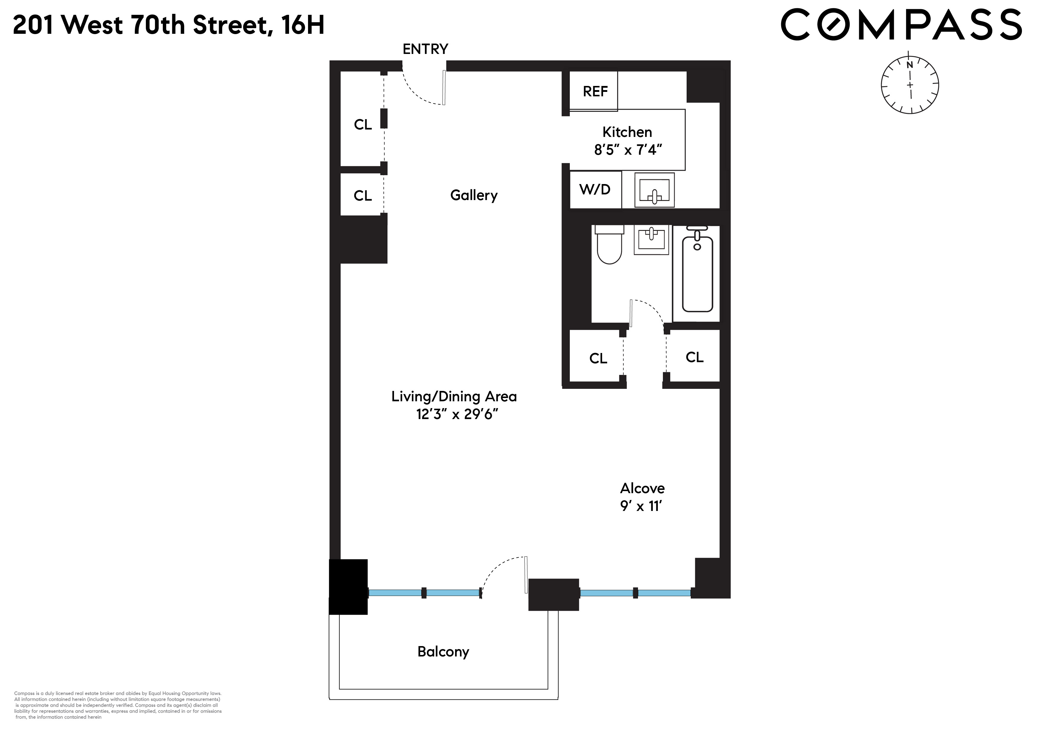 Floorplan for 201 West 70th Street, 16H