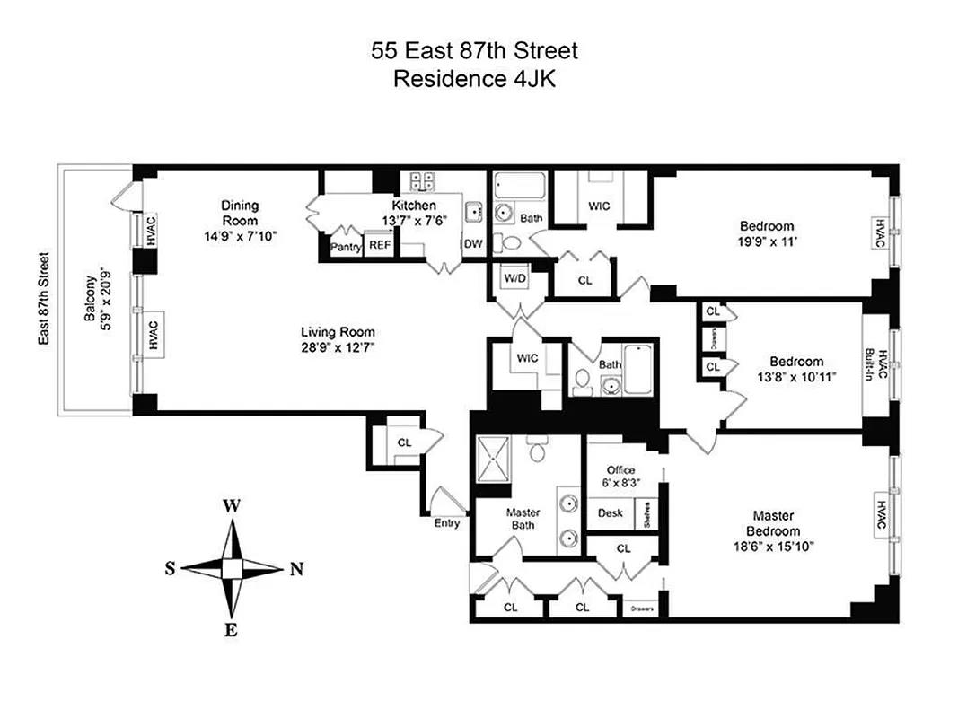 Floorplan for 55 East 87th Street, 4-JK