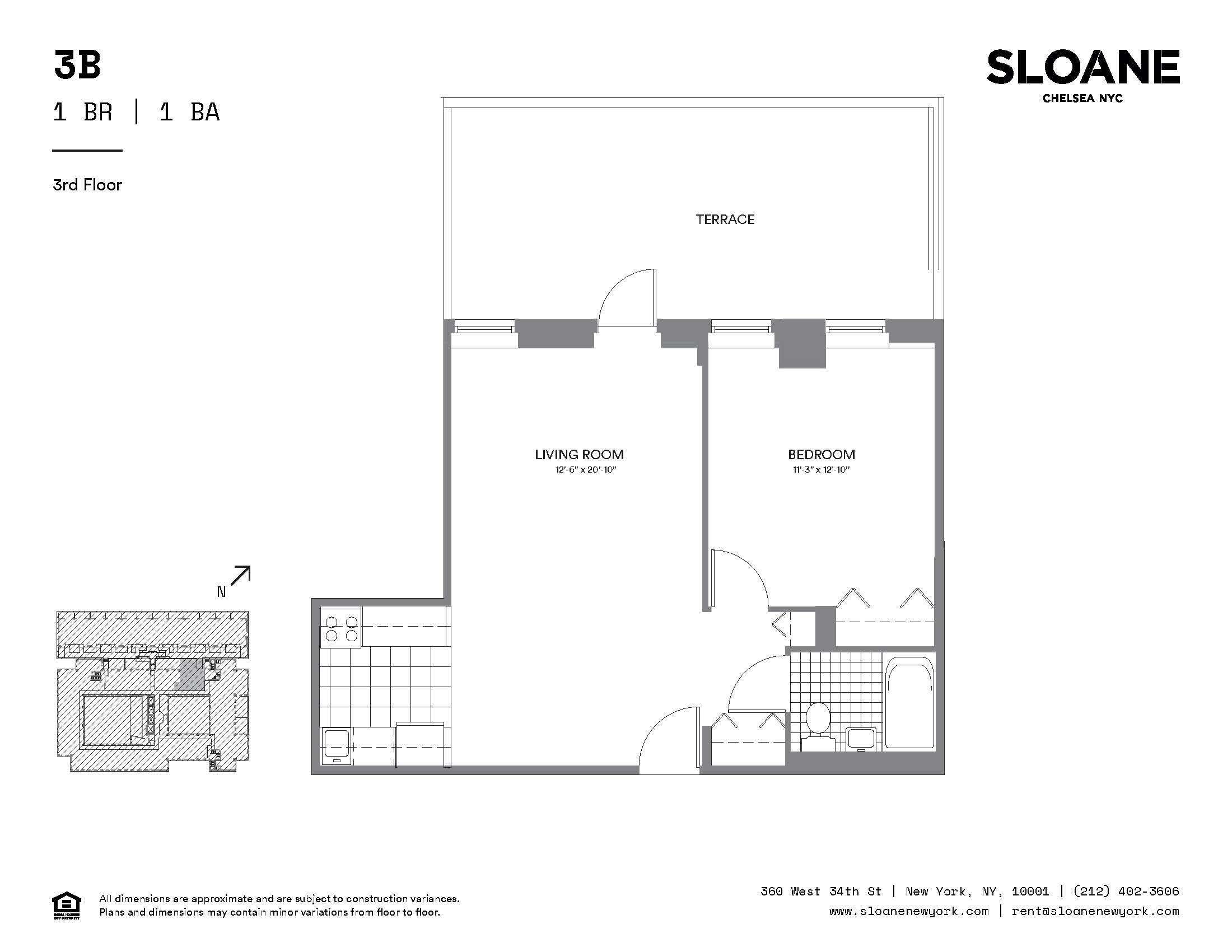 Floorplan for 360 West 34th Street, 3-B