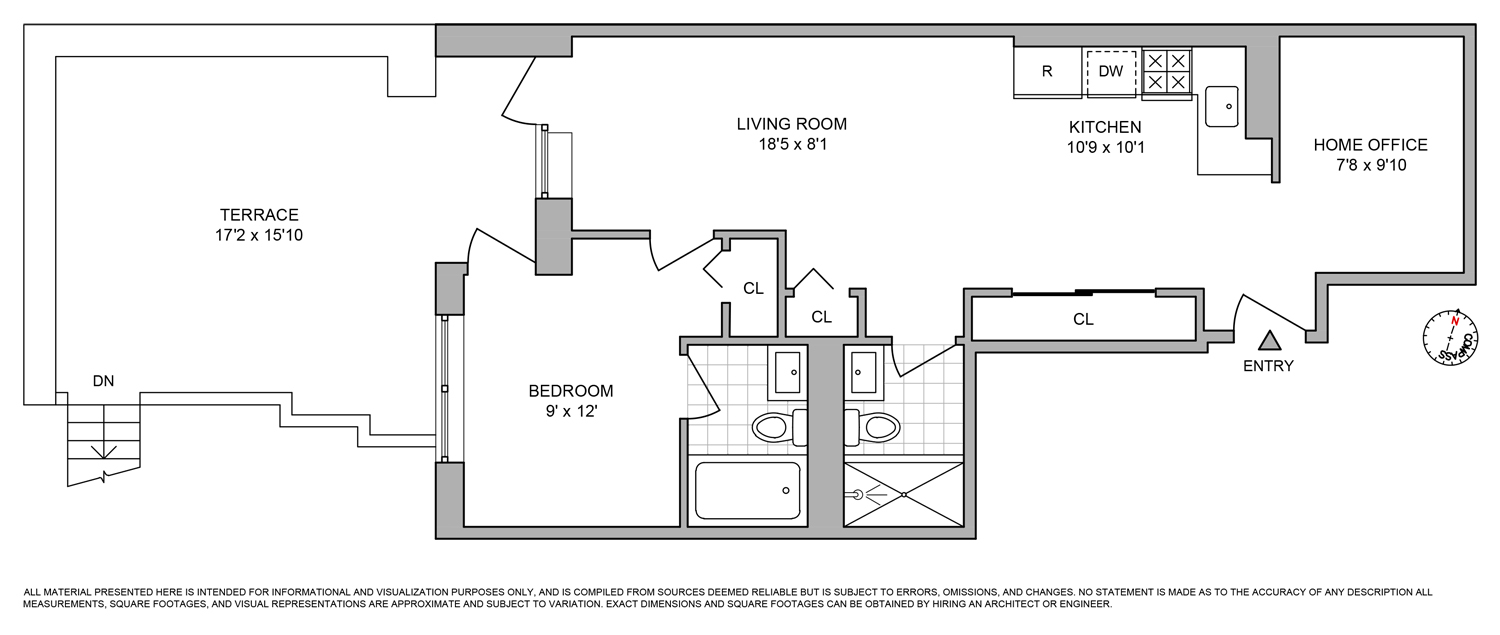 Floorplan for 107 Ave A, 2R