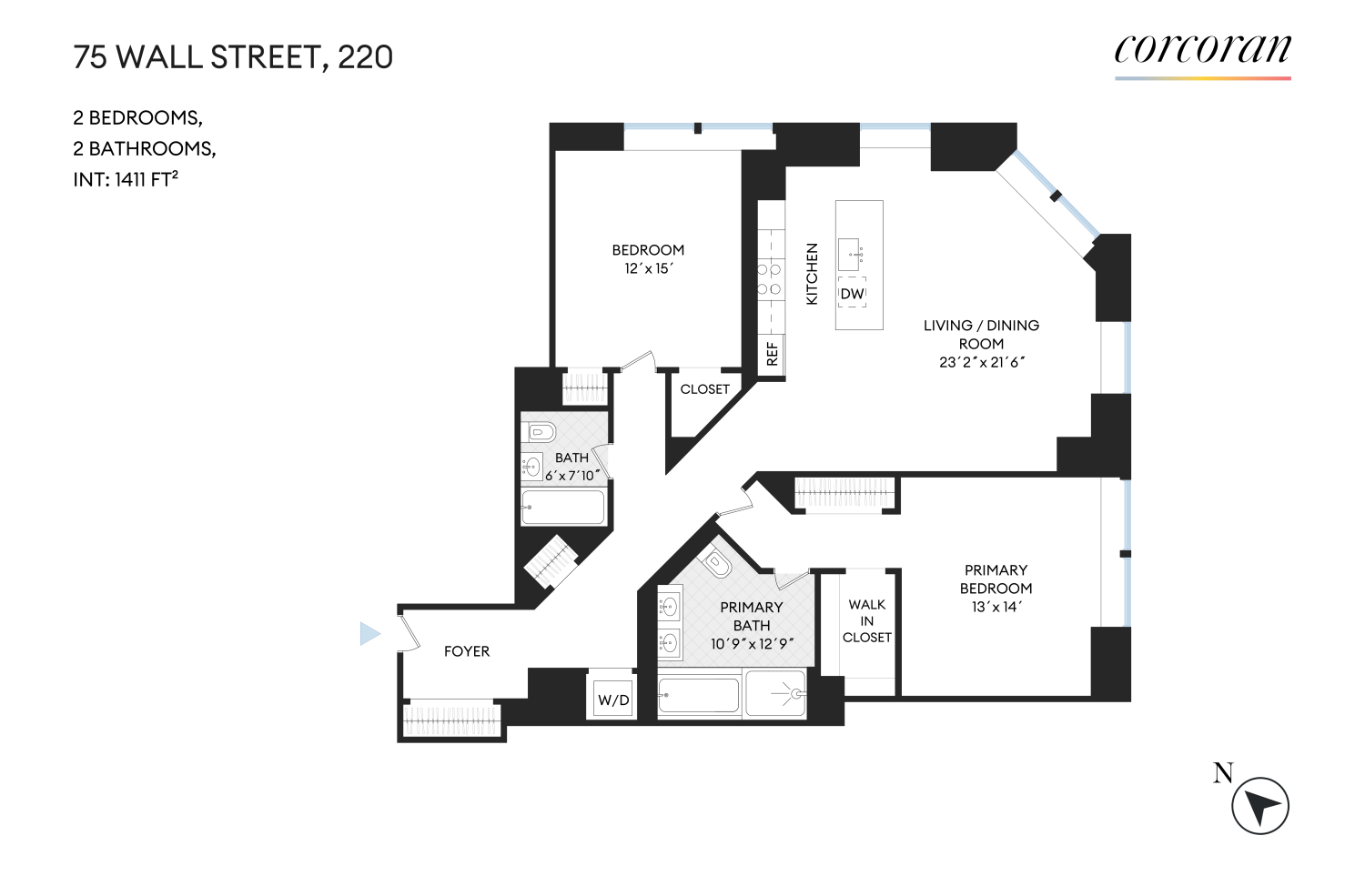 Floorplan for 75 Wall Street, 22O