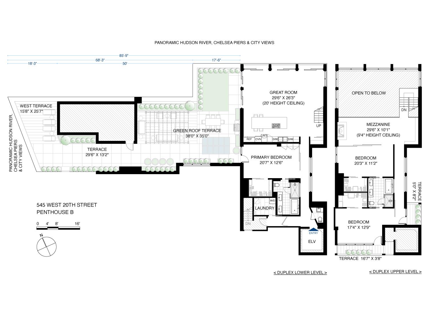Floorplan for 545 West 20th Street, PH6/7B