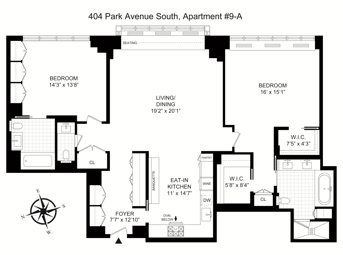 Floorplan for 404 Park Avenue, 9A