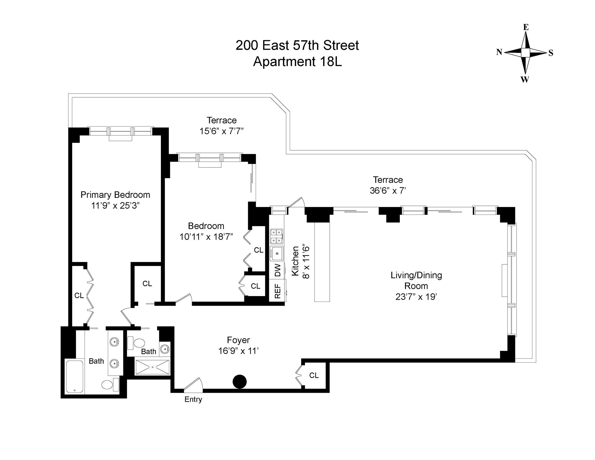 Floorplan for 200 East 57th Street, 18L