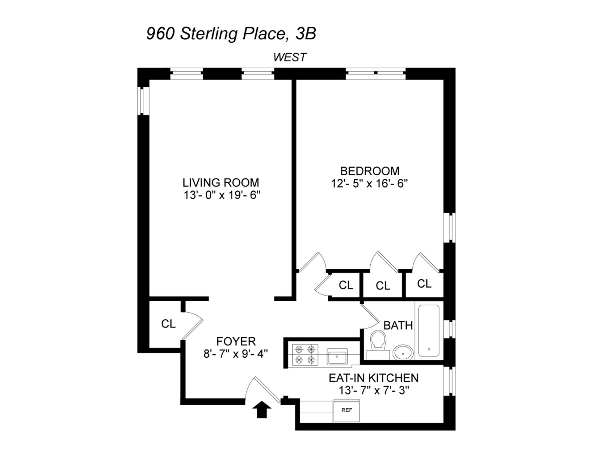 Floorplan for 960 Sterling Place, 3B