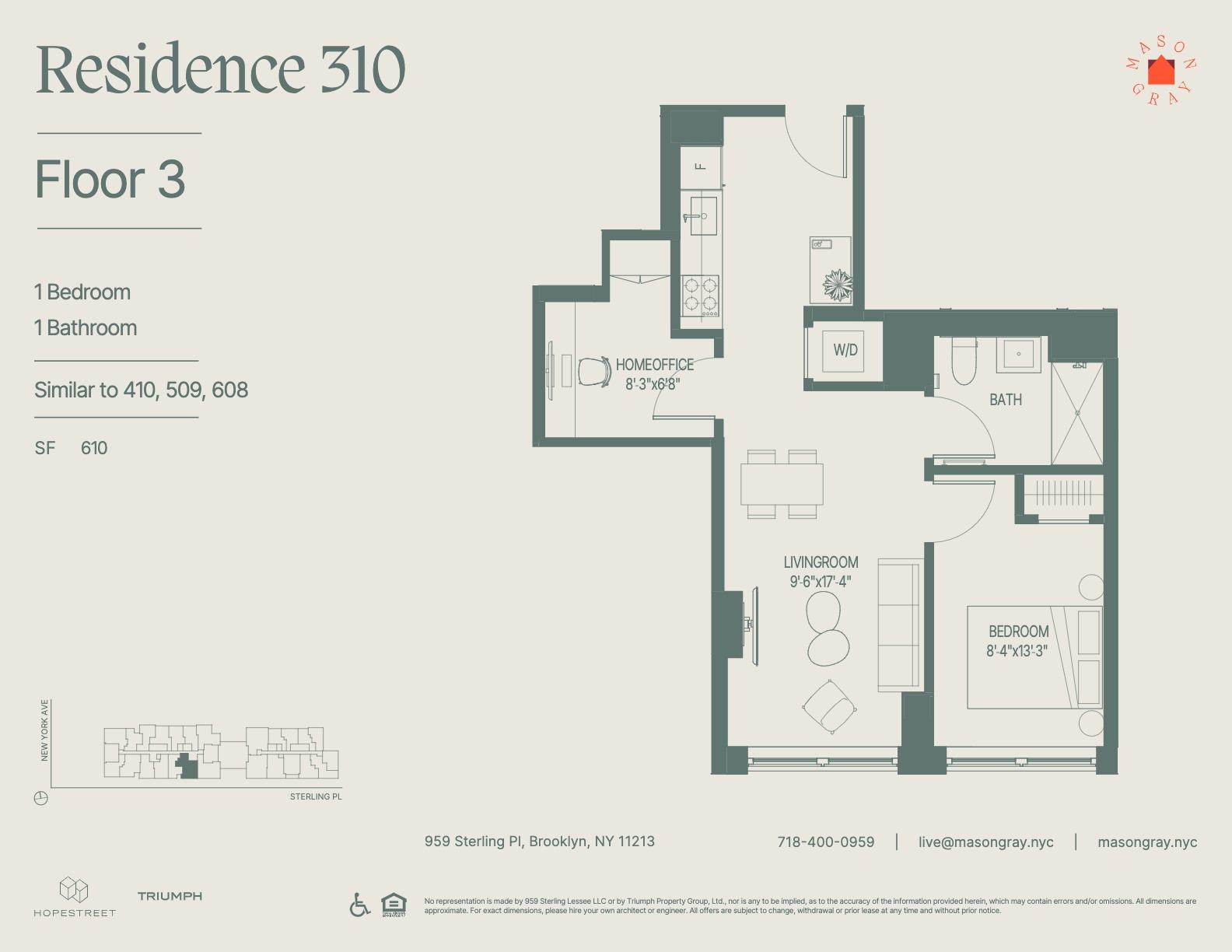Floorplan for 955 Sterling Place, 310