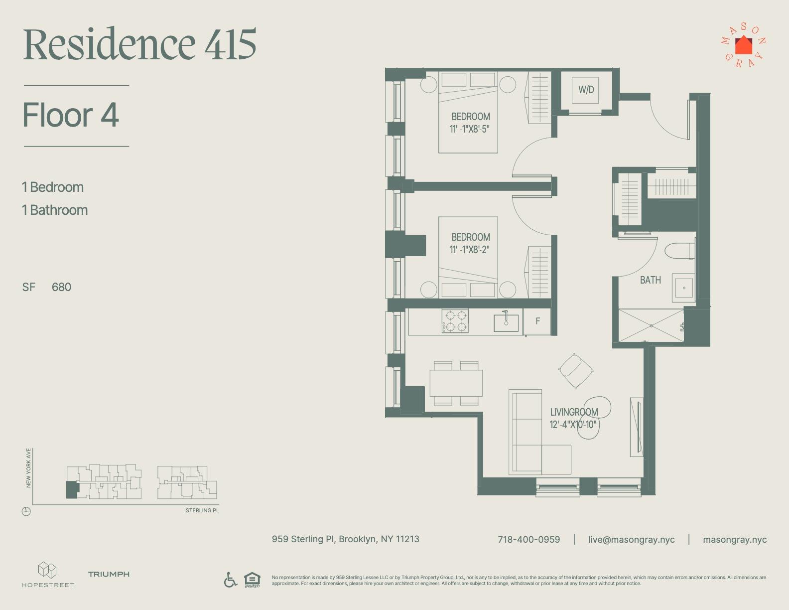 Floorplan for 959 Sterling Place, 415