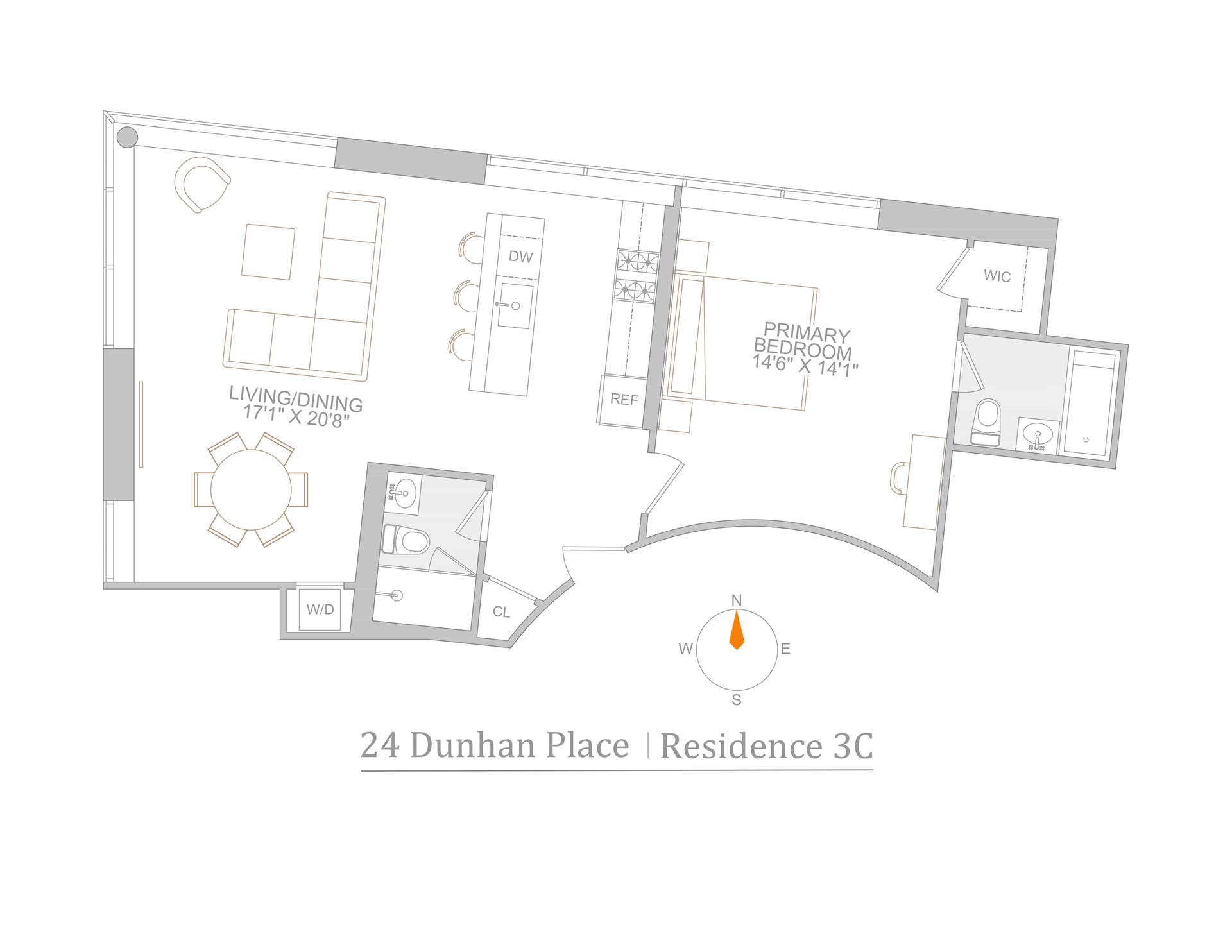 Floorplan for 24 Dunham Place, 3C