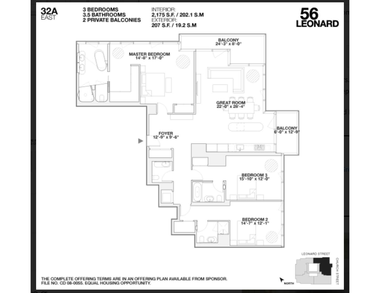 Floorplan for 56 Leonard Street, 32AE