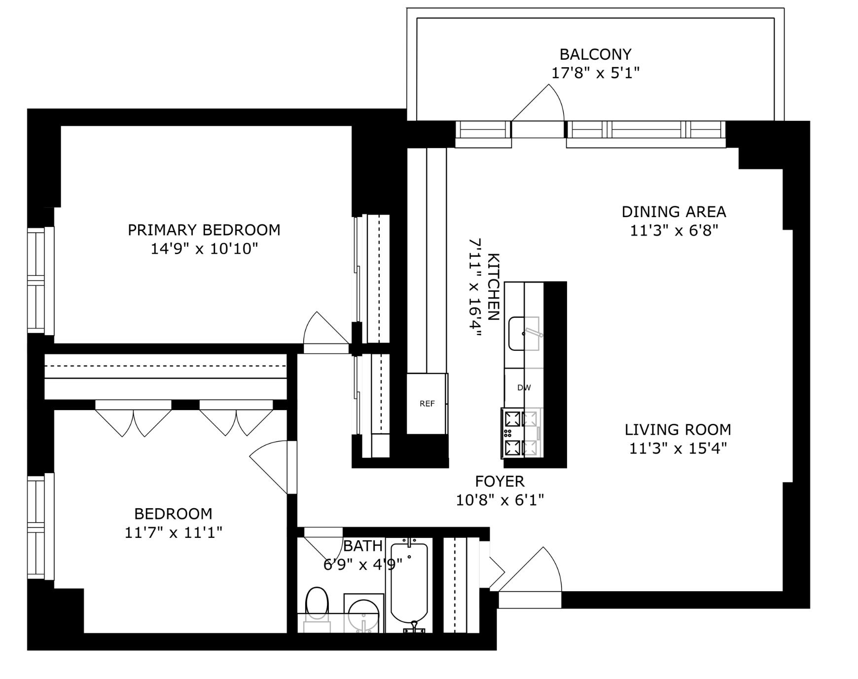 Floorplan for 100 West 93rd Street, 7-J