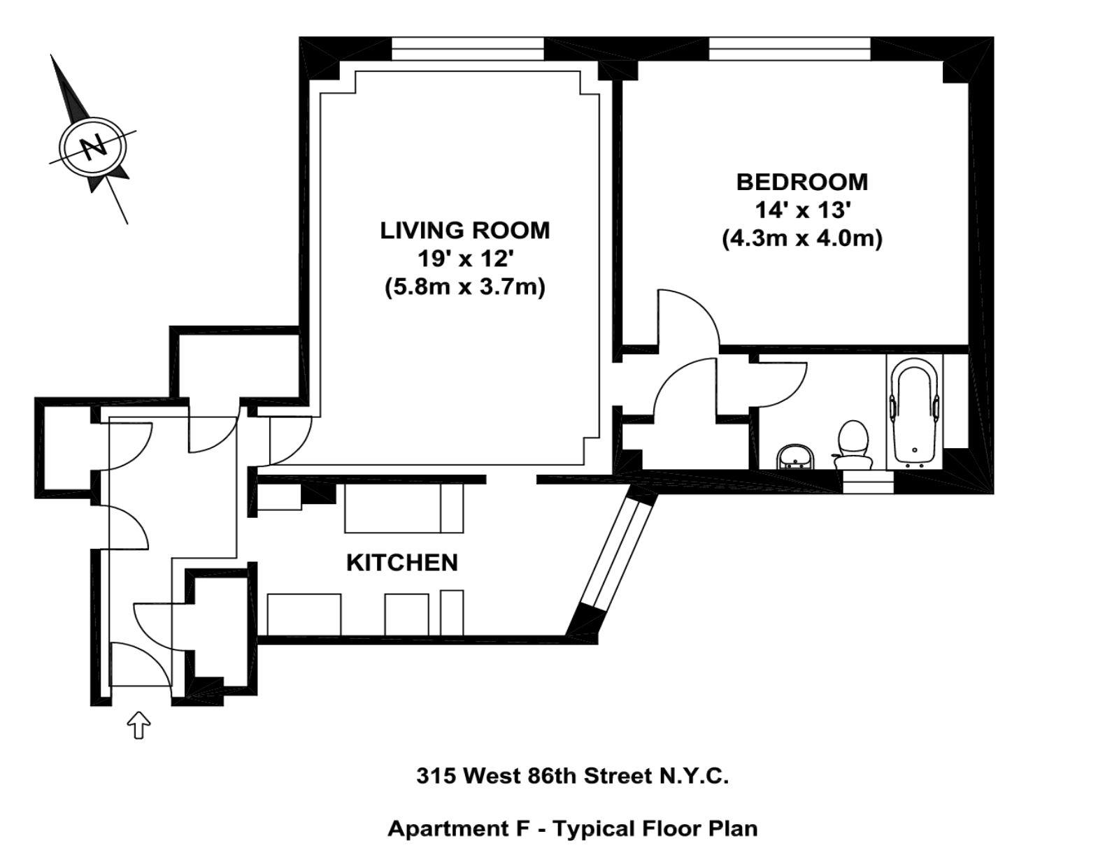 Floorplan for 315 West 86th Street, 2-F