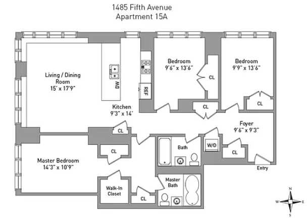 Floorplan for 1485 5th Avenue, 15A