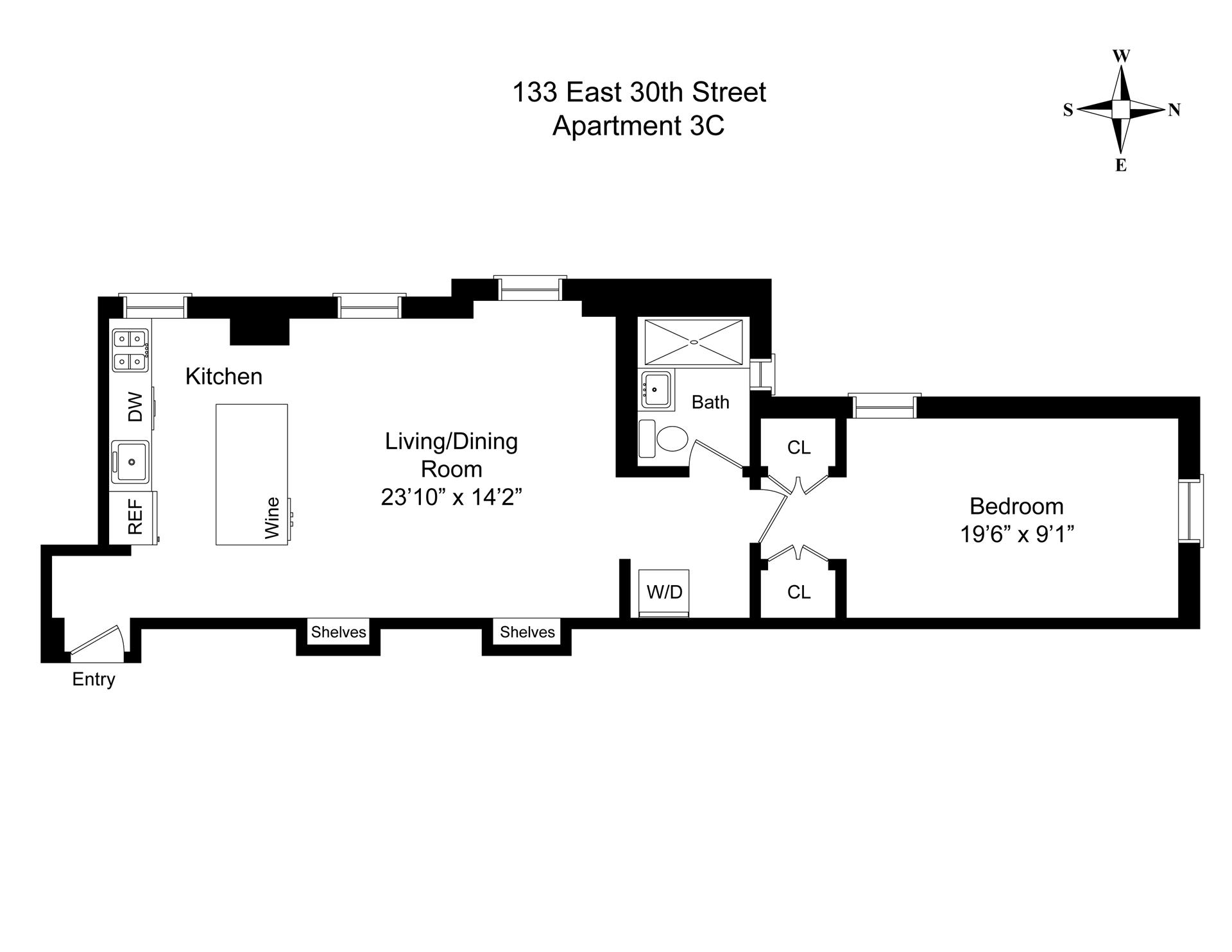 Floorplan for 133 East 30th Street, 3C