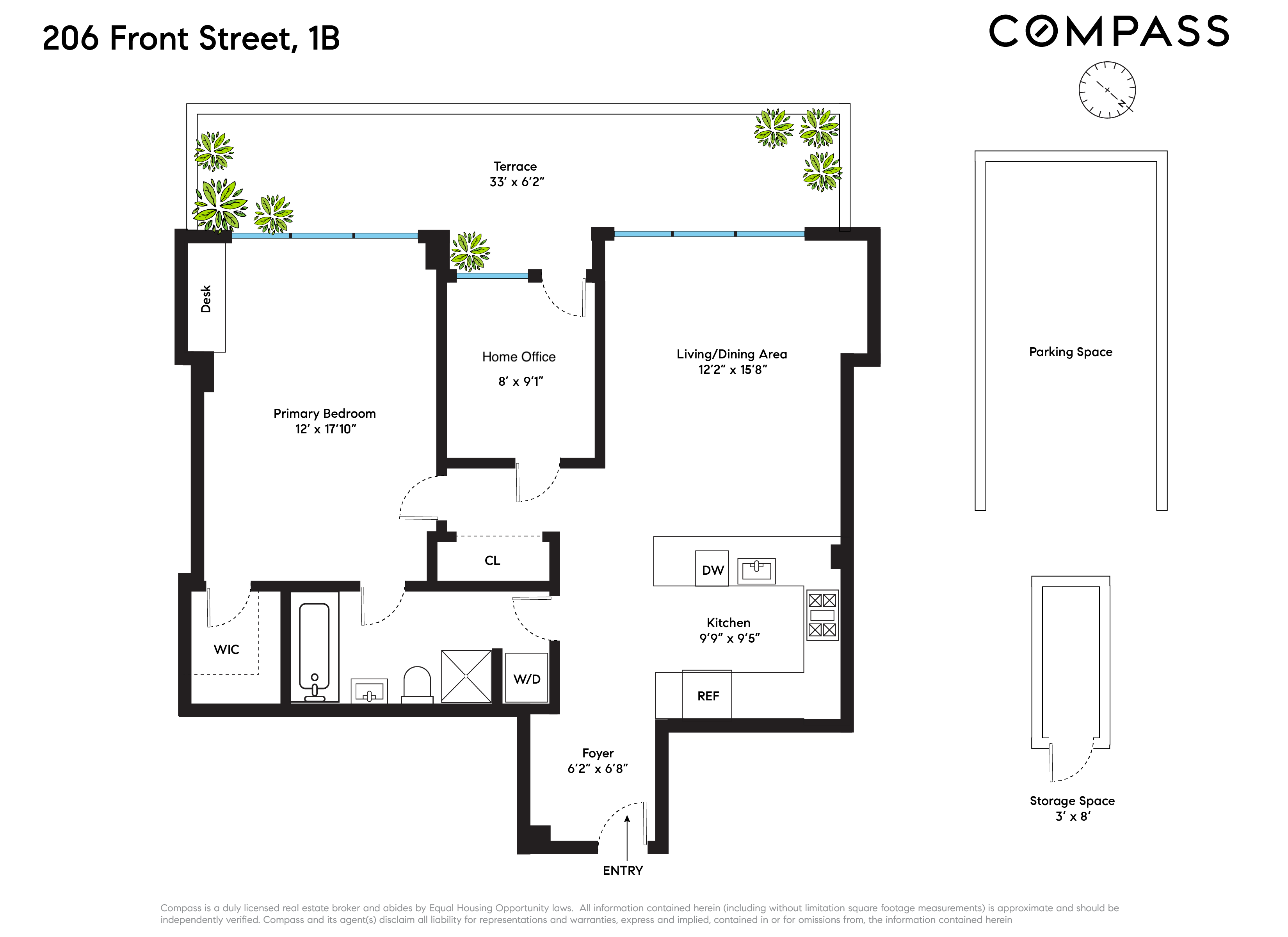 Floorplan for 206 Front Street, 1B