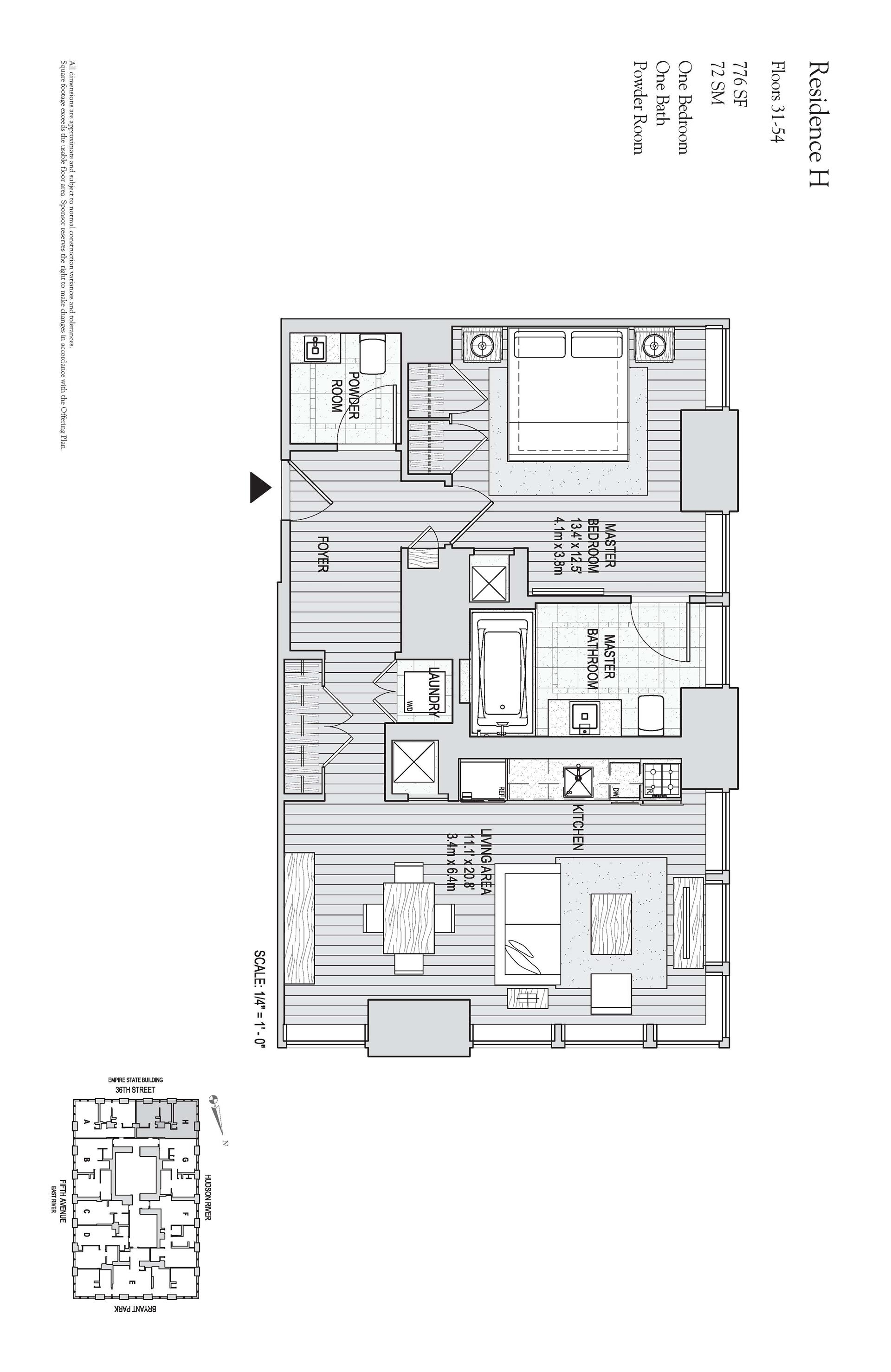 Floorplan for 400 5th Avenue, 53H