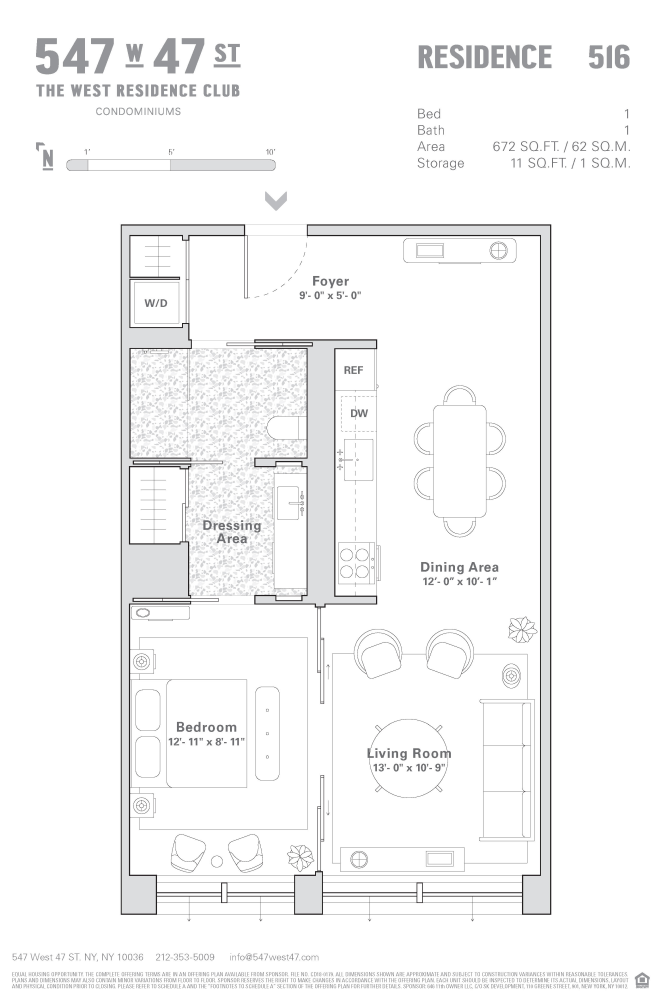 Floorplan for 547 West 47th Street, 516