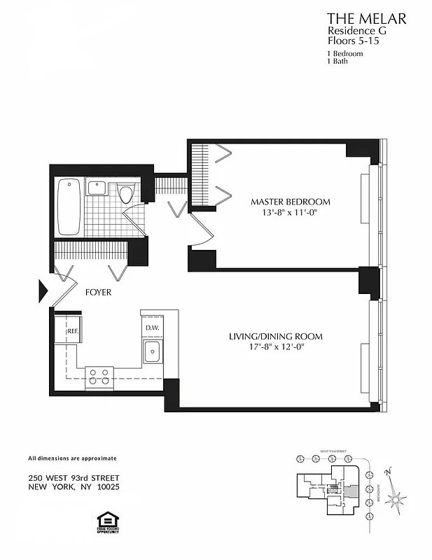 Floorplan for 250 West 93rd Street, 10G