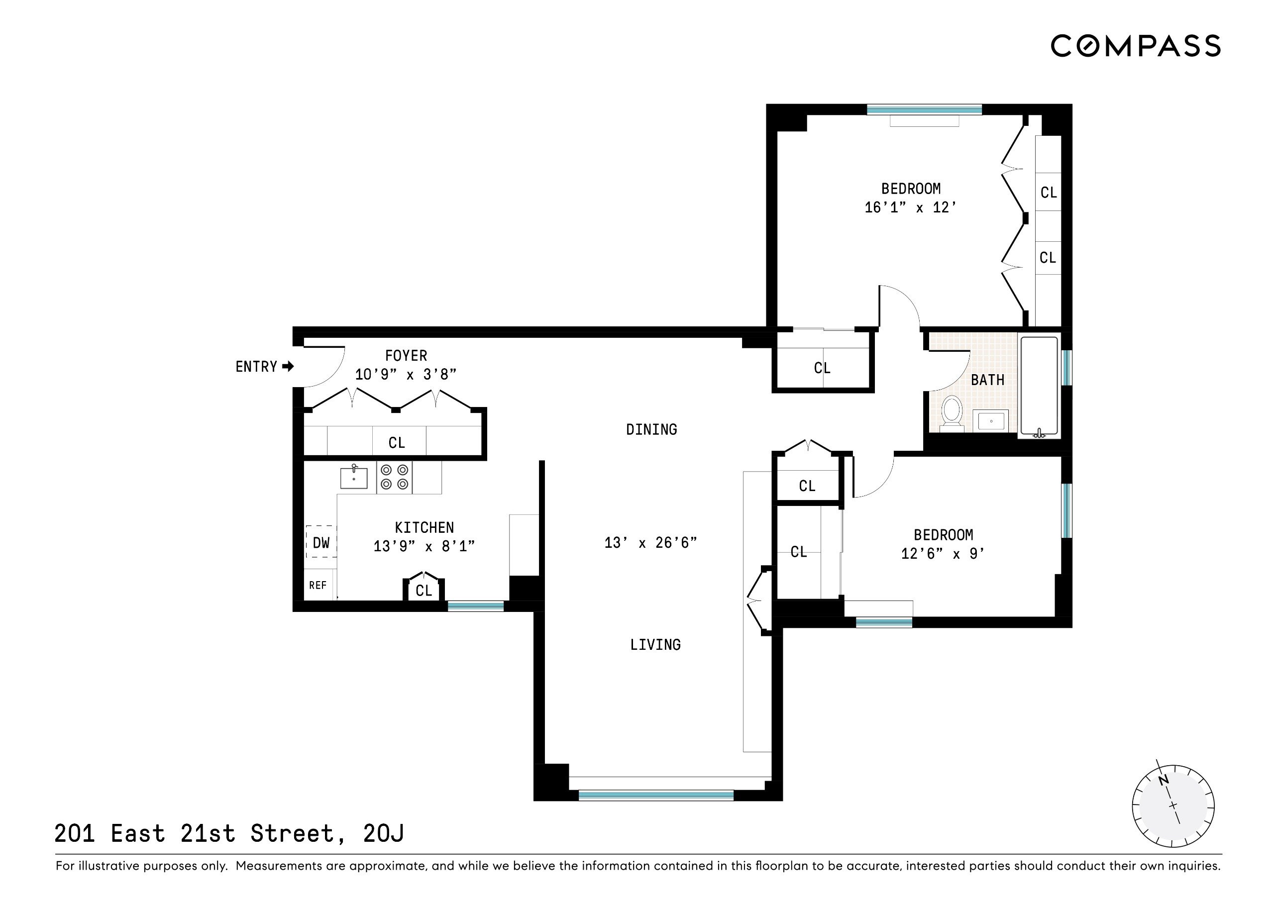 Floorplan for 201 East 21st Street, 20J