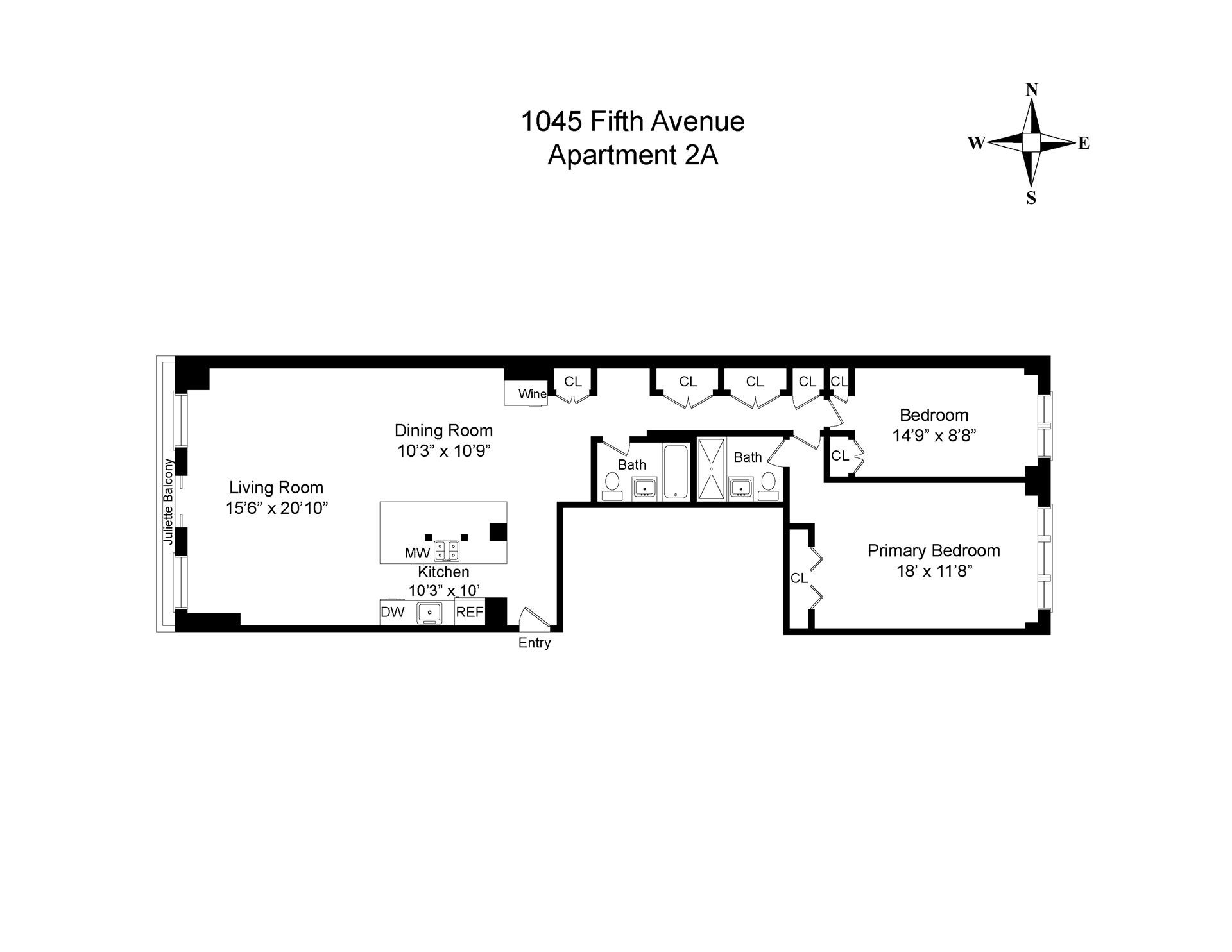 Floorplan for 1045 5th Avenue, 2A