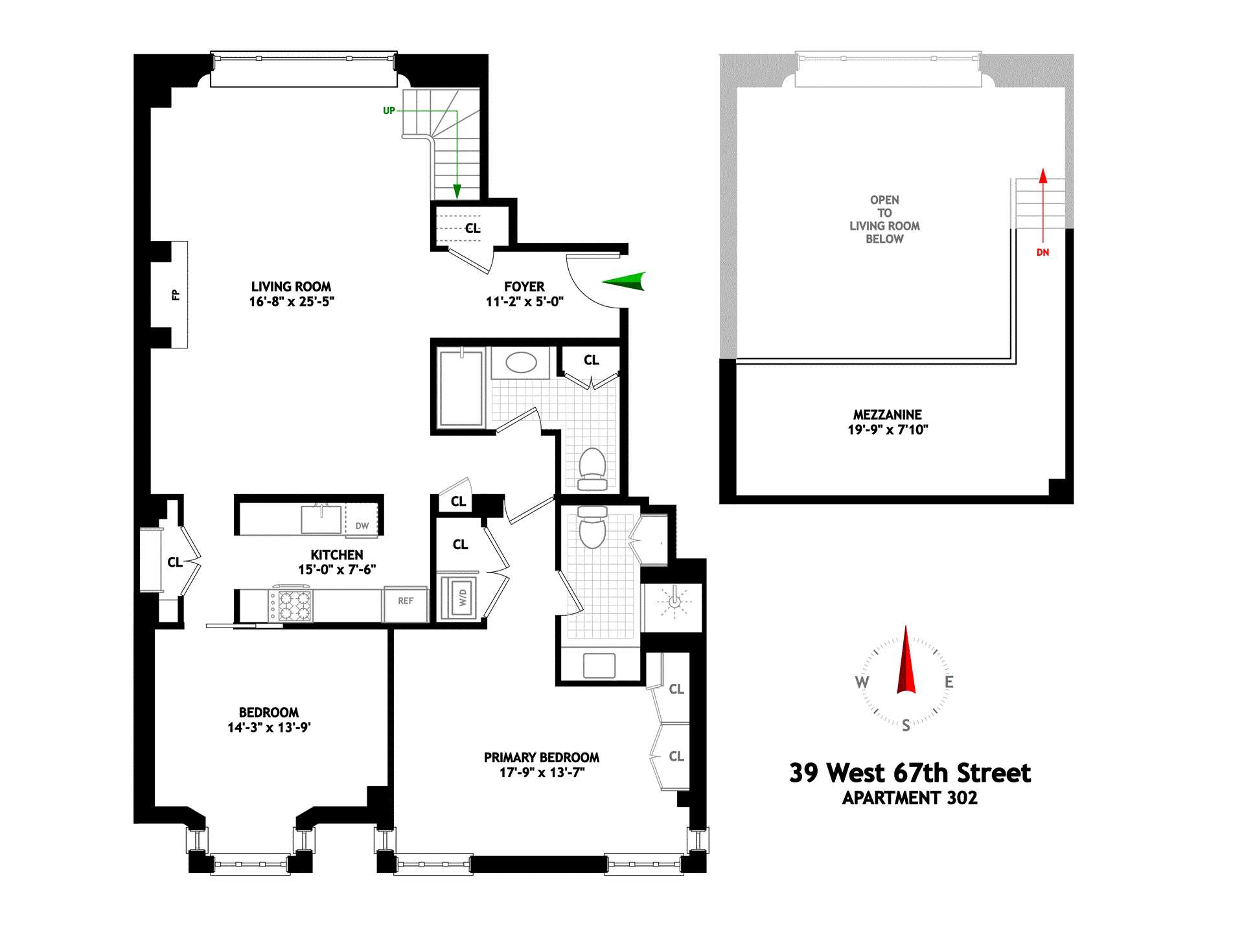 Floorplan for 39 West 67th Street, 302
