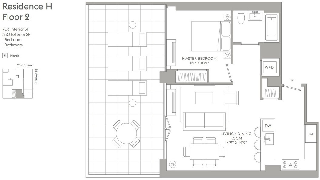 Floorplan for 385 1st Avenue, 2H