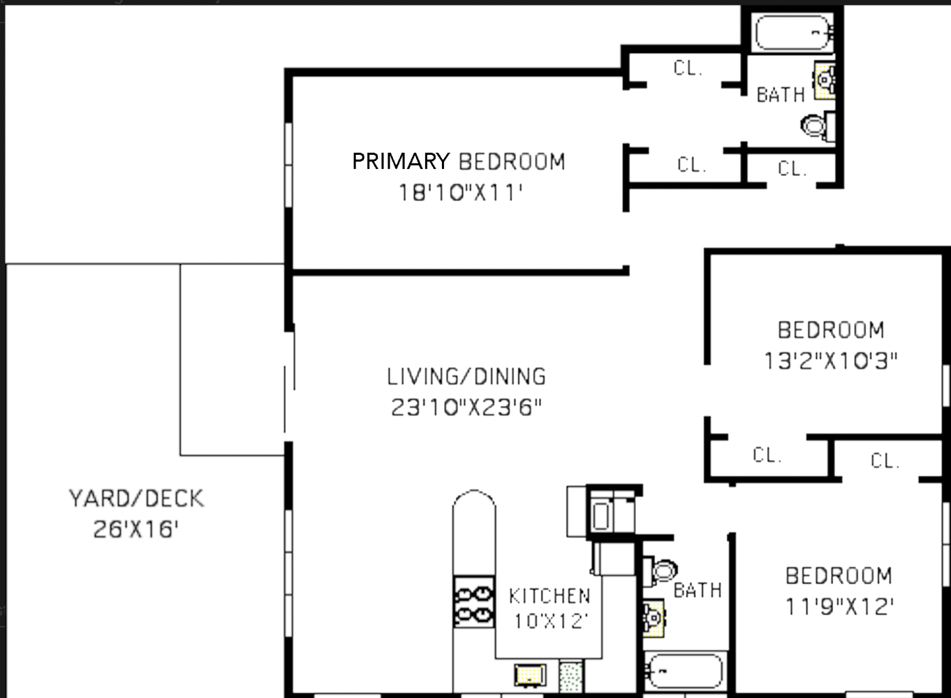 Floorplan for 231 15th Street, 1C