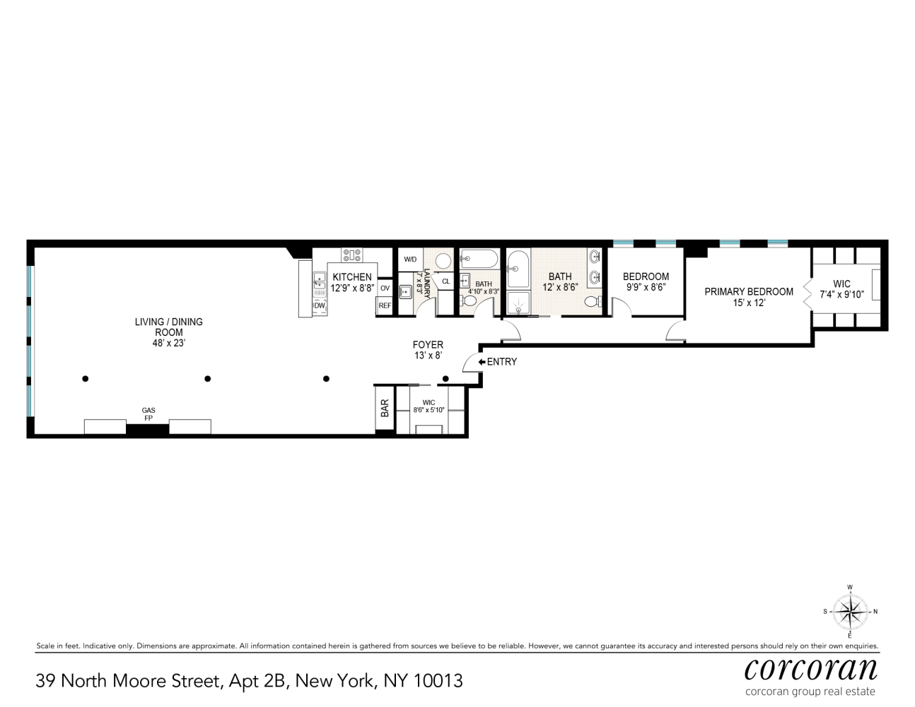 Floorplan for 39 North Moore Street, 2B