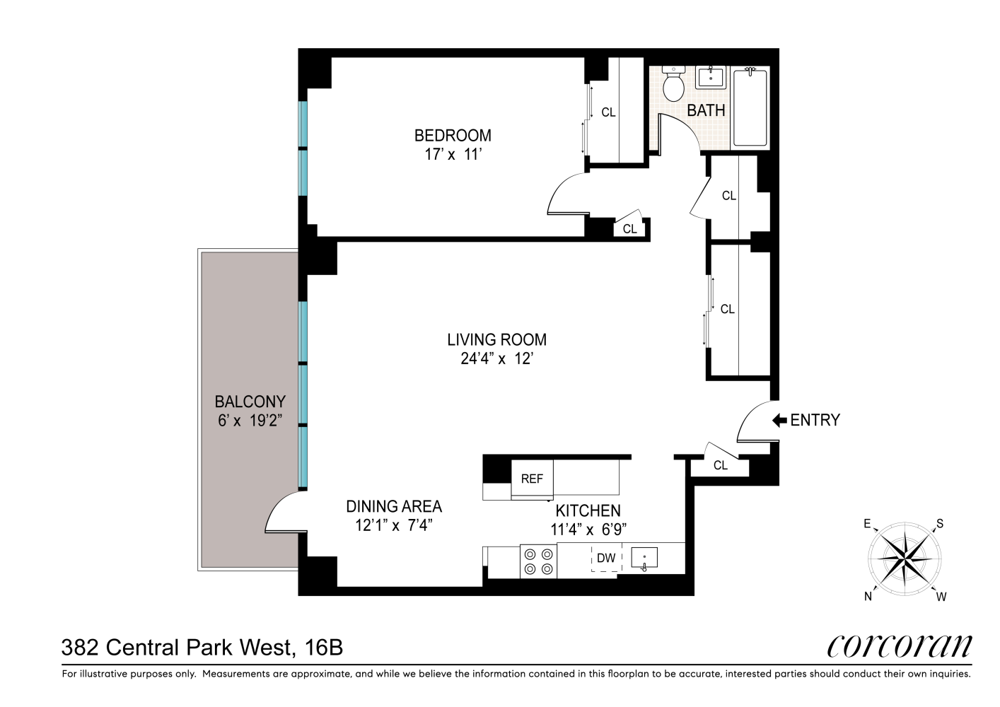 Floorplan for 382 Central Park, 16B