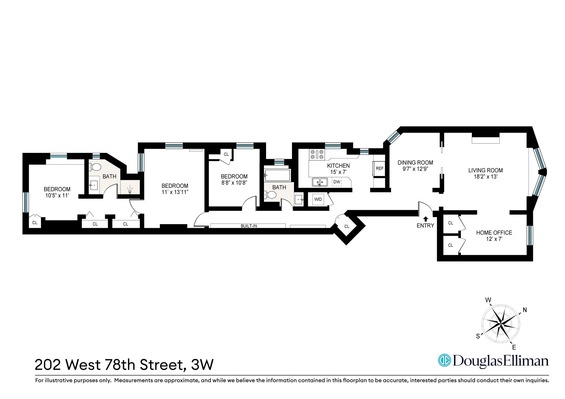 Floorplan for 202 West 78th Street, 3W