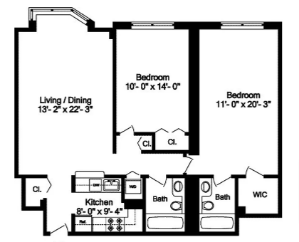 Floorplan for 445 West 54th Street, 4B