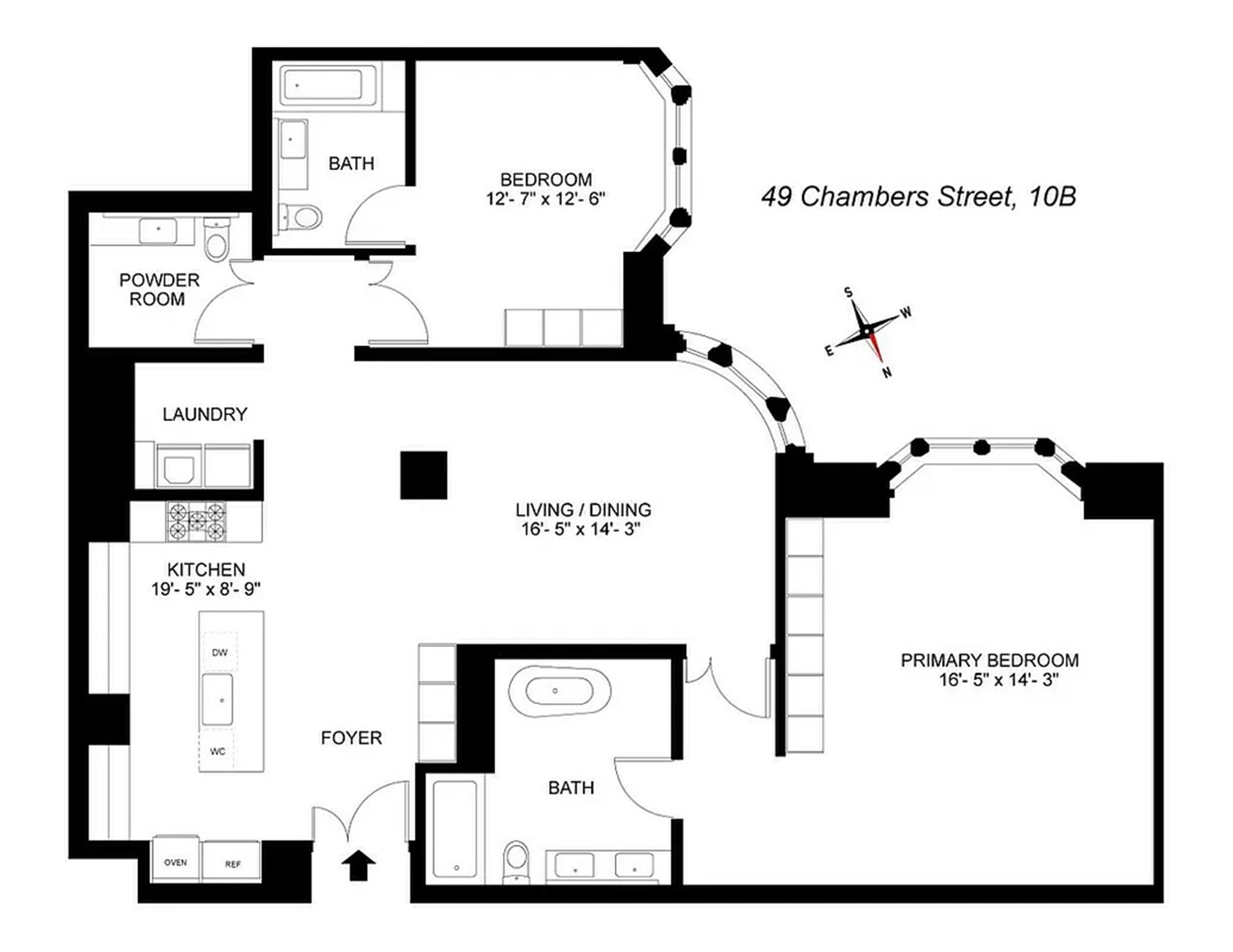 Floorplan for 49 Chambers Street, 10B