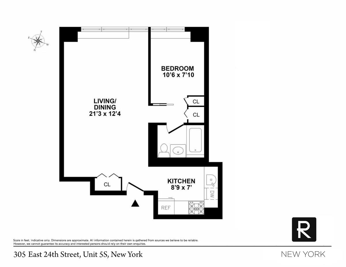 Floorplan for 305 East 24th Street, 5-S