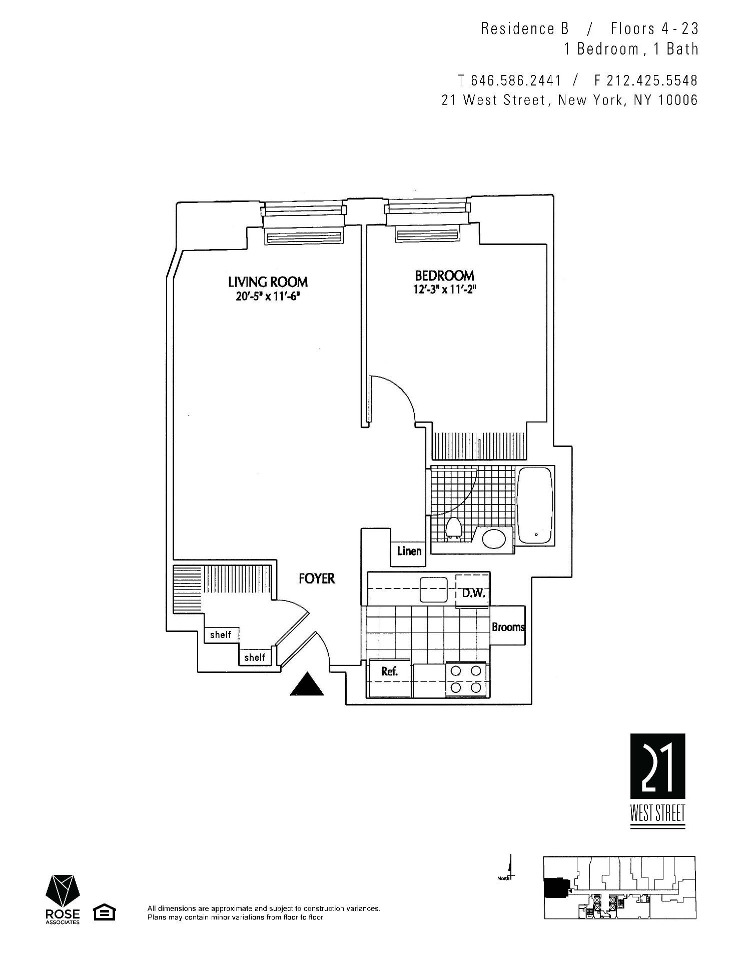 Floorplan for 21 West Street, 7-B