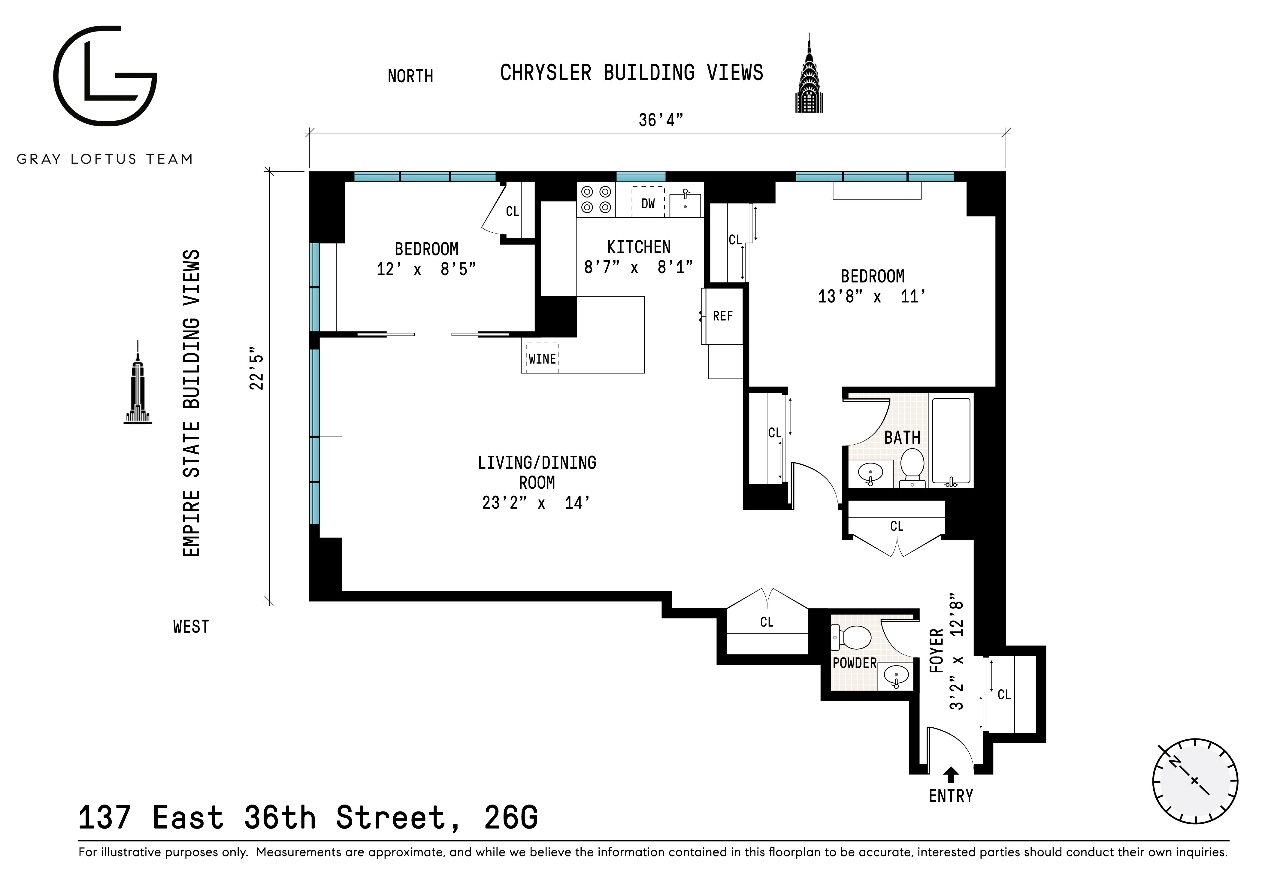 Floorplan for 137 East 36th Street, 26G