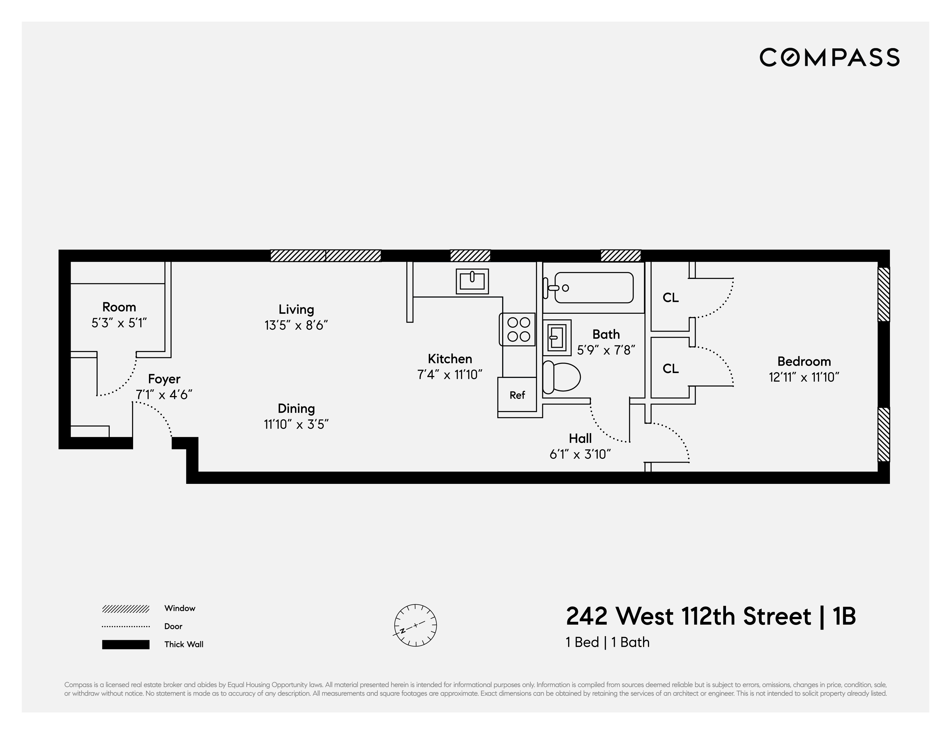 Floorplan for 242 West 112th Street, 1B