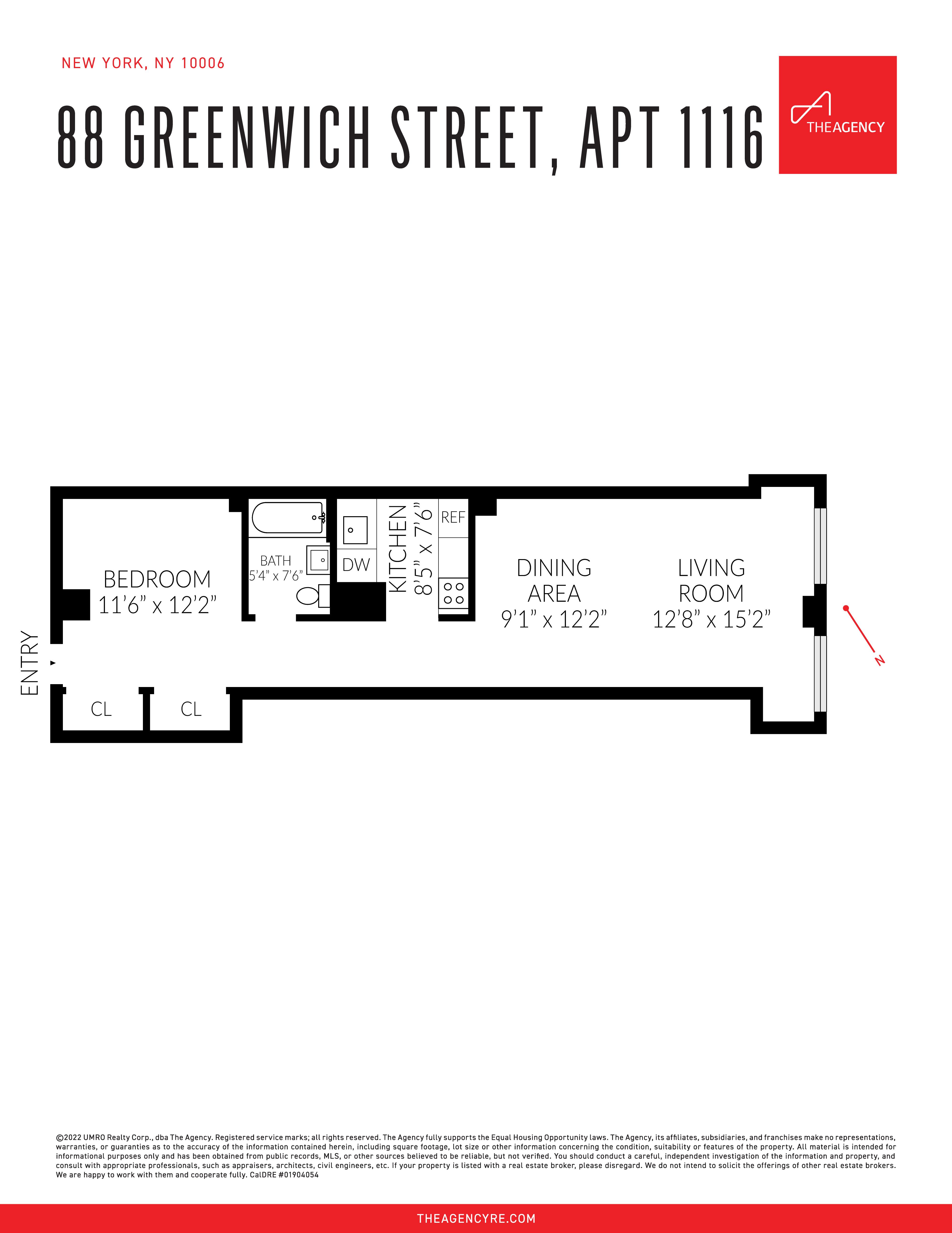 Floorplan for 88 Greenwich Street, 1116
