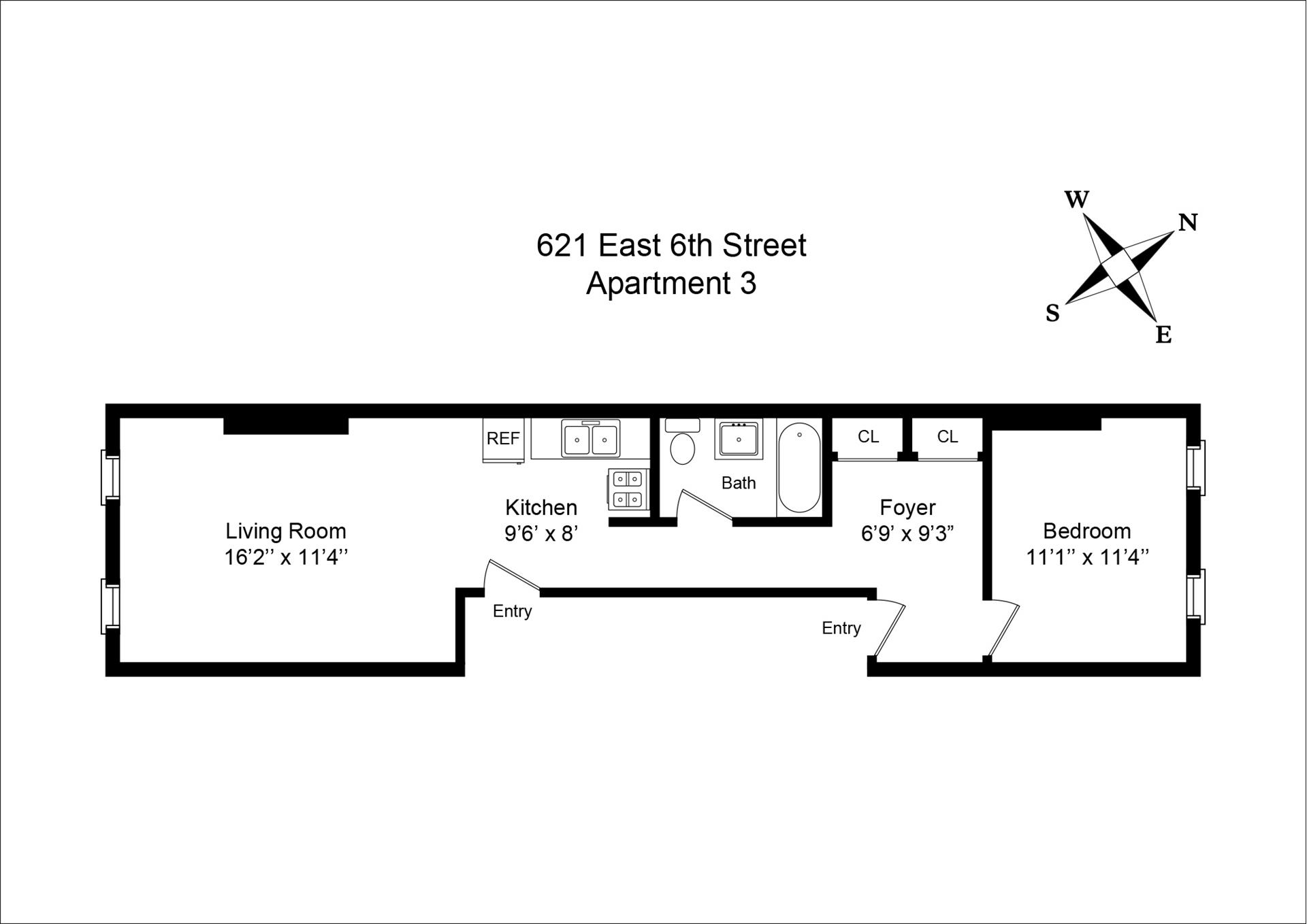Floorplan for 621 East 6th Street, 3