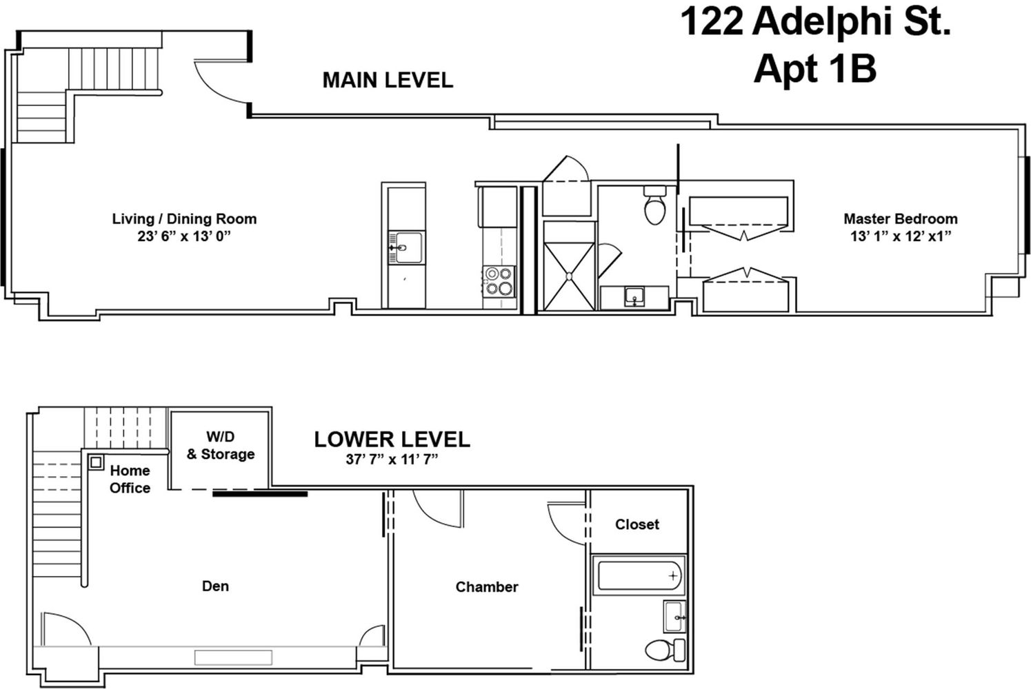 Floorplan for 122 Adelphi Street, 1B