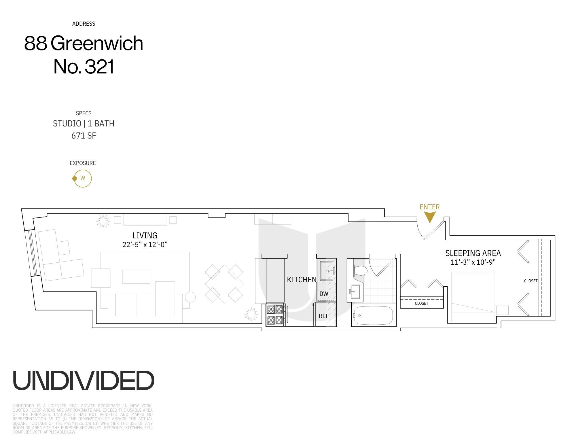 Floorplan for 88 Greenwich Street, 321
